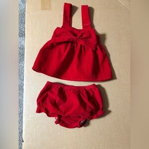 Red Velvet Girls baby's top and bloomer set adjustable shoulder straps 3 months‎